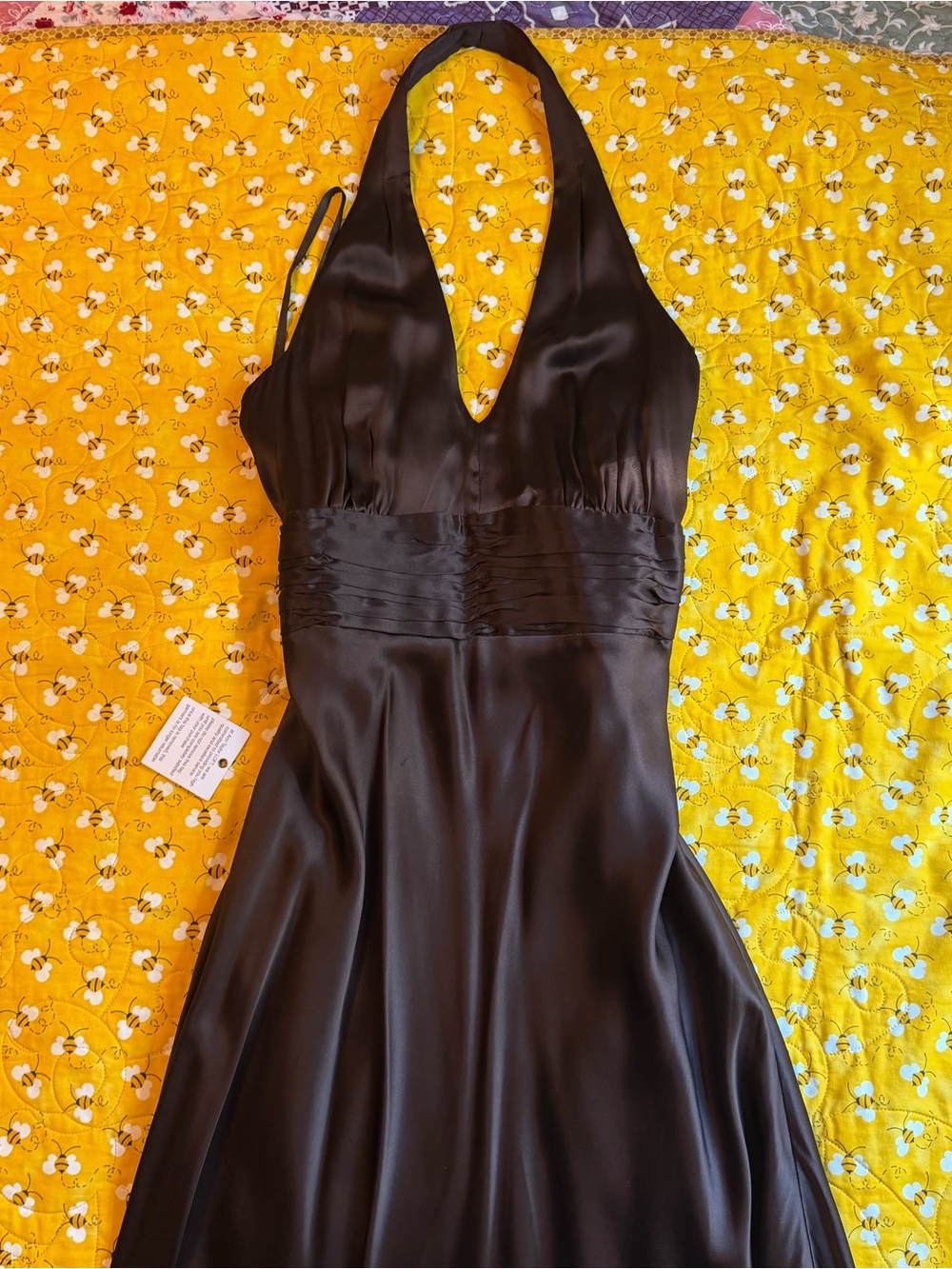 Ann Taylor Rich Dark Brown Halter Satin Evening Dress